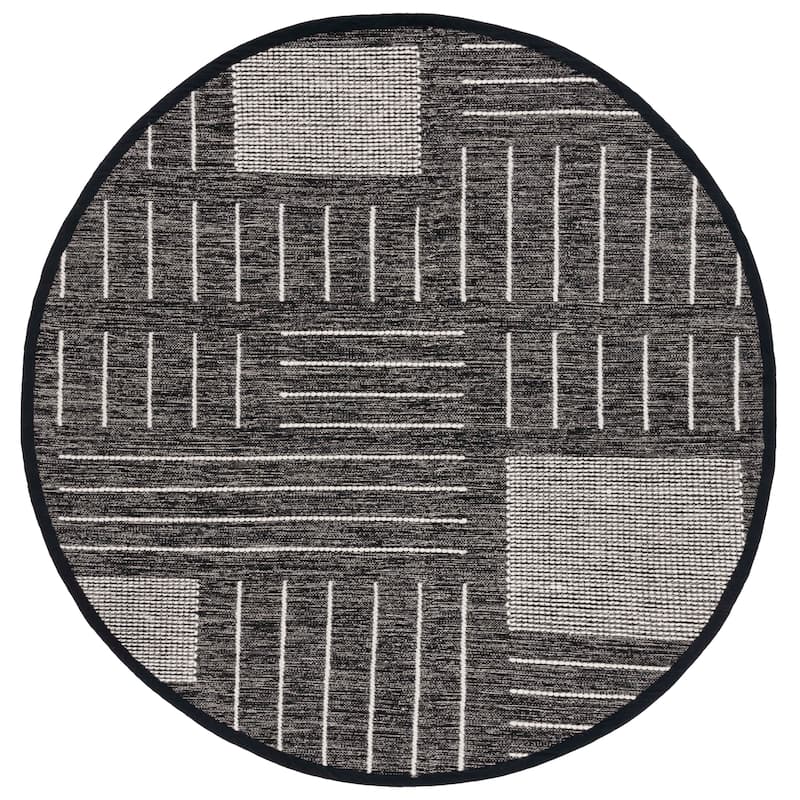 SAFAVIEH Handmade Kilim Joril Modern Rug - 6' Round - Black/Ivory