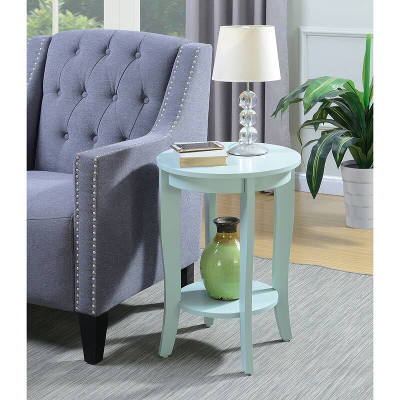Round Accent End Table with Lower Shelf, Curved Legs and Smooth Finish Ideal for Living Room or Bedroom Corners - 17.75