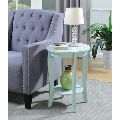Round Accent End Table with Lower Shelf, Curved Legs and Smooth Finish Ideal for Living Room or Bedroom Corners - 17.75