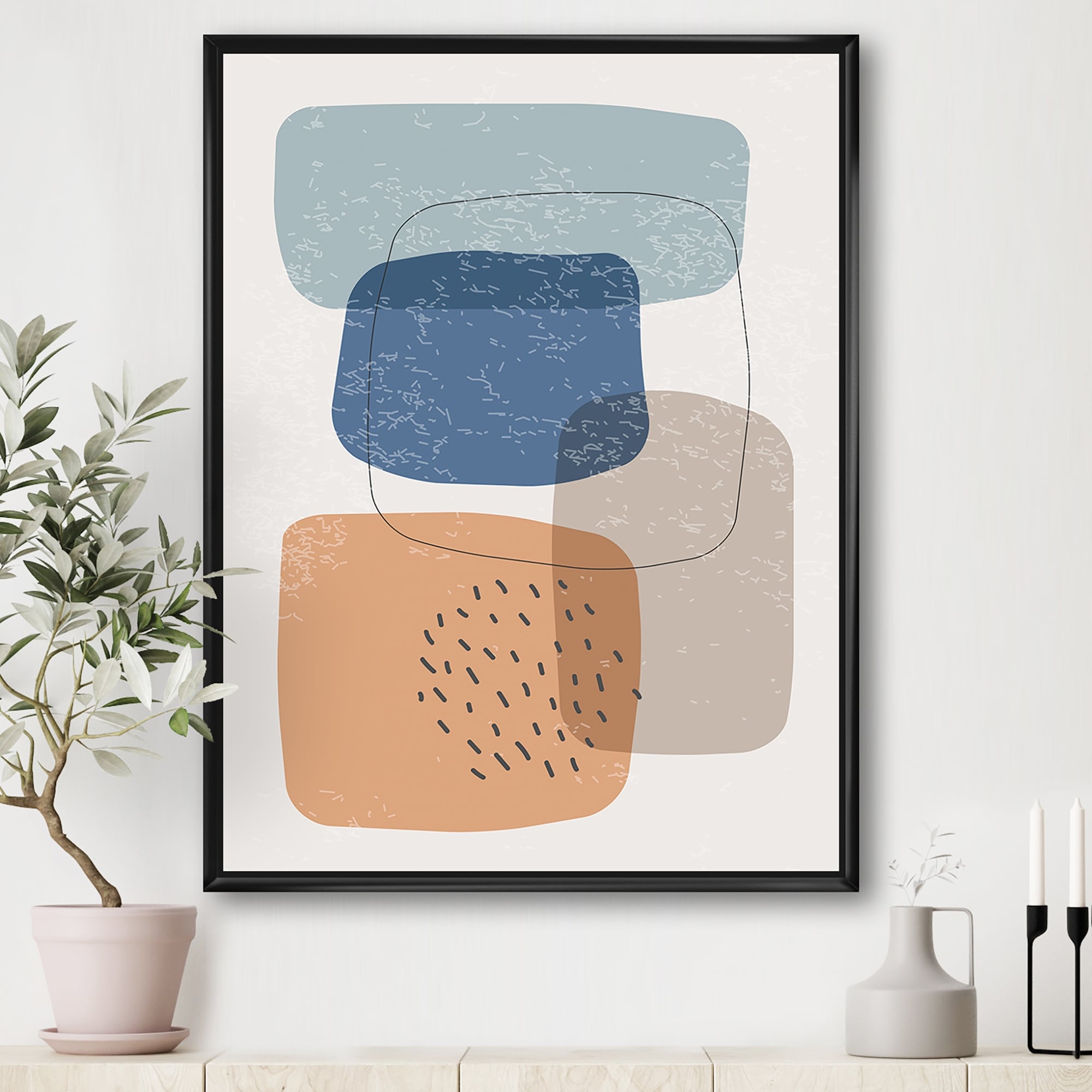 Designart Minimal Elementary Organic And Geometric Compostions XXXXXXXIX  Modern Framed Canvas Wall Art Print - Bed Bath & Beyond - 32595868