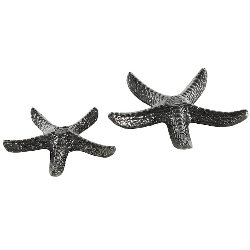 Aluminum Metal Starfish Bubble Textured Decorative Sculpture - Set of 2 Black - Roche River Decor - Black
