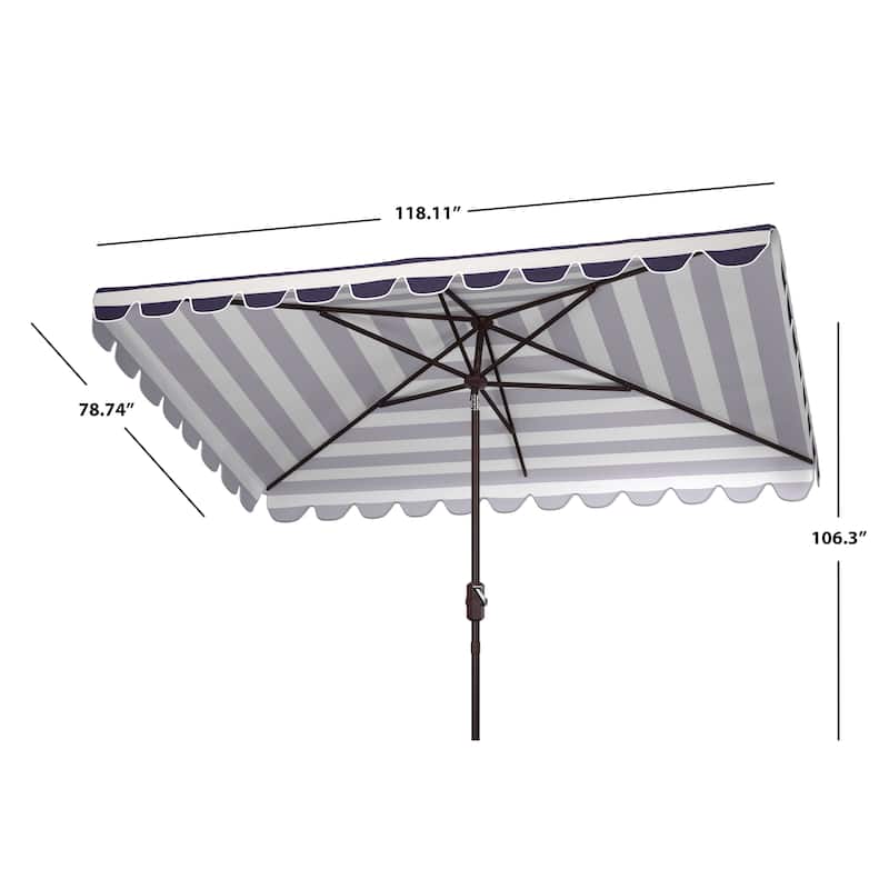 SAFAVIEH Outdoor Karma 6.5 x 10 Ft Rectangle Crank Umbrella