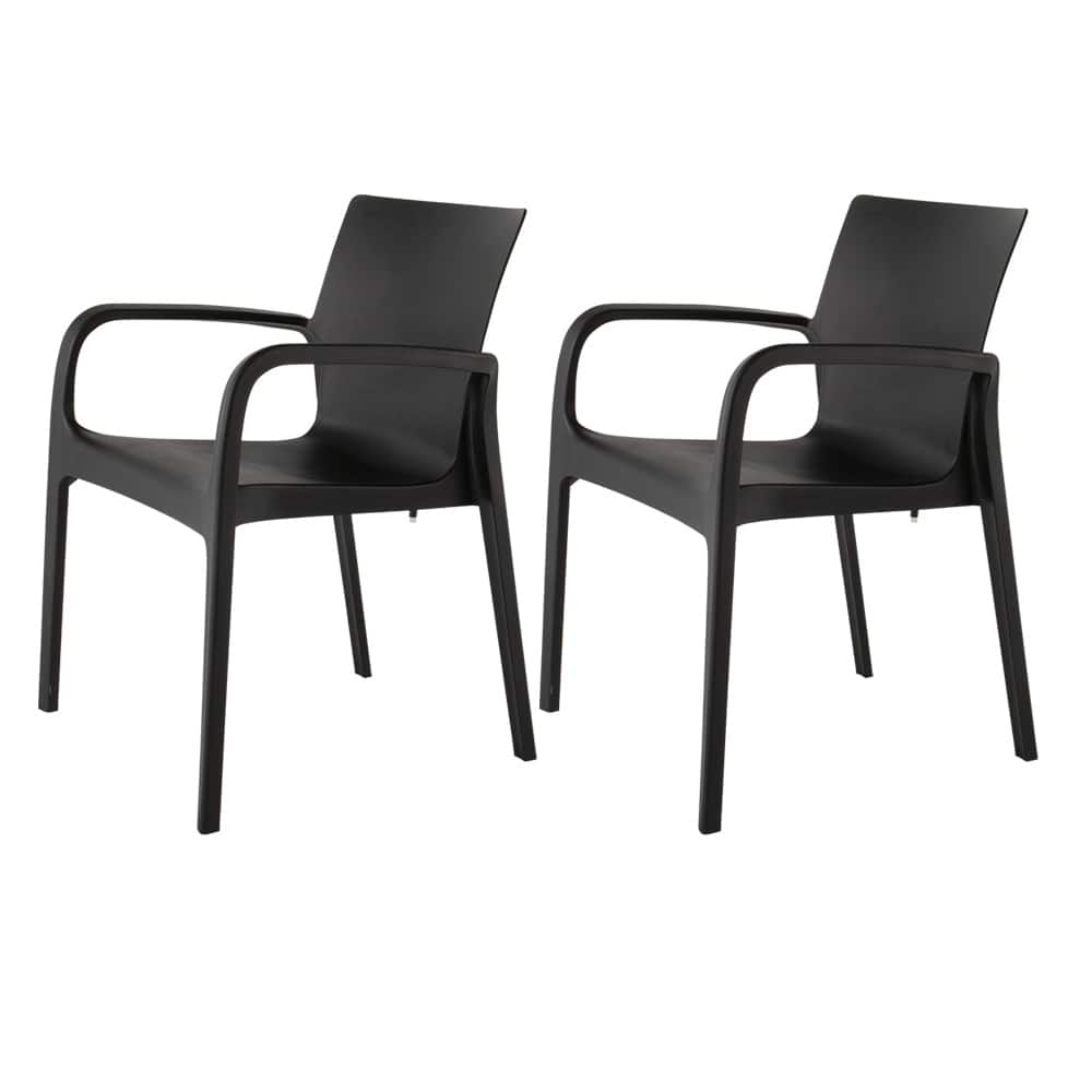 Alissa Resin Stackable All-Weather Dining Armchair, Set of 2