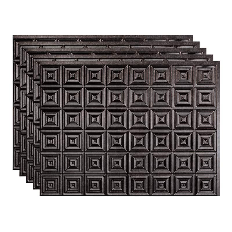 FASÄDE Miniquattro Decorative Vinyl Backsplash Panel - 5 Pack - Smoked Pewter