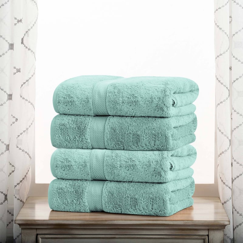 Superior Egyptian Cotton Pile Heavyweight Bath Towel Set of 4 - Sea Foam