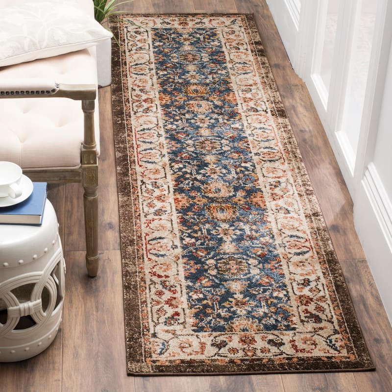 SAFAVIEH Bijar Hayna Traditional Oriental Distressed Rug - 2'3" x 12' Runner - Royal/Ivory