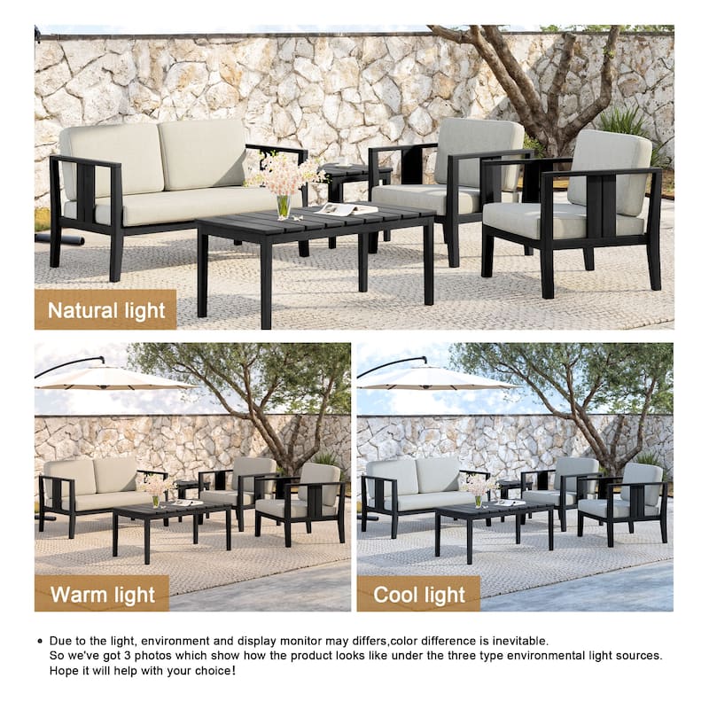 5-Piece Teak Wood Outdoor Conversation Set