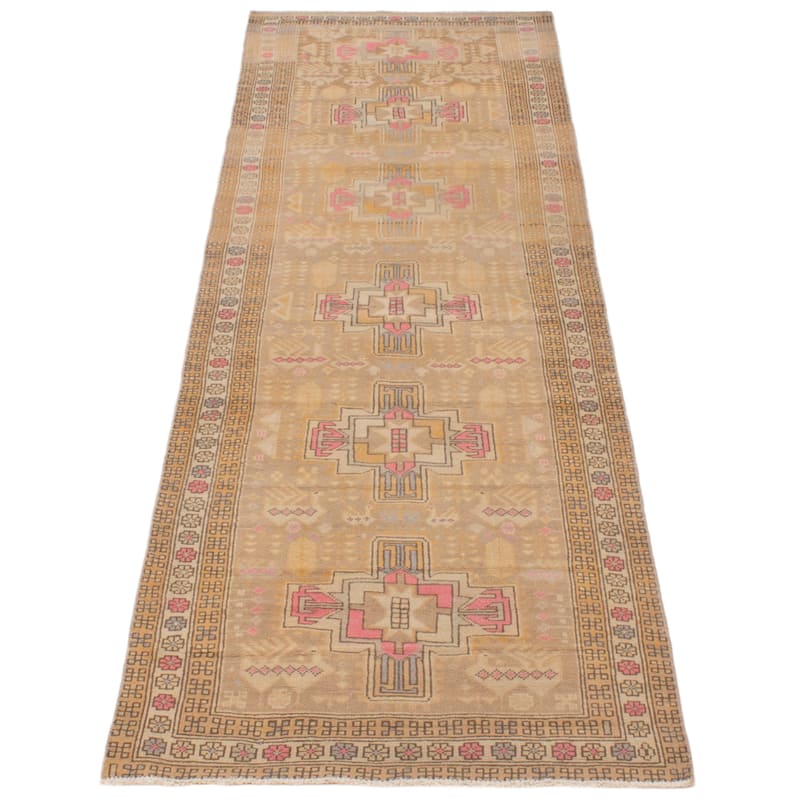 ECARPETGALLERY Hand-knotted Antalya Vintage Brown Wool Rug - 3'1 x 10'0
