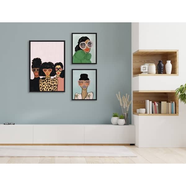 slide 2 of 3, Kate and Laurel Sylvie Fashion Girl Framed Canvas Set by Kendra Dandy