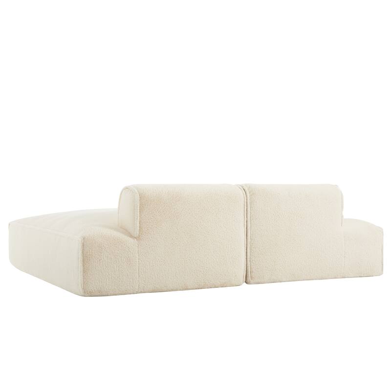 90" Plush Fabric Modular Sectional Sofa with High-Density Foam & Pocket Springs,and 2-Piece Fully Compressed Design