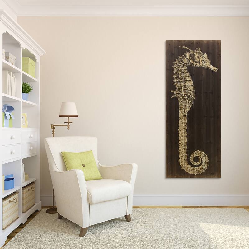 "Seahorse A" Arte de Legno Digital Print on Solid Wood Wall Art