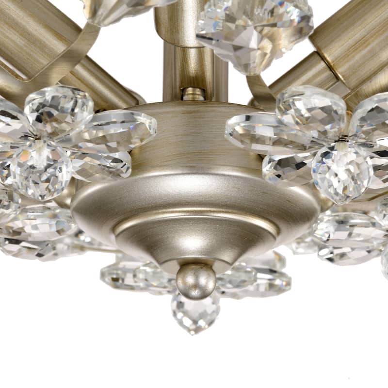 Isabel 5-light Crystal Glass Flowers Blooms Flush Mount