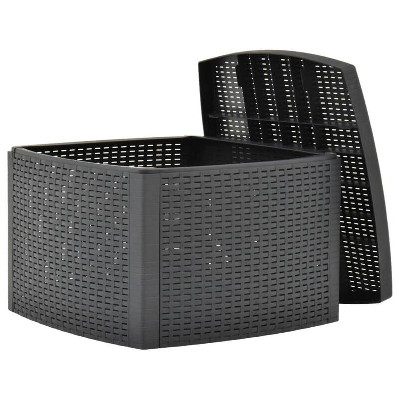 21.3 in. Anthracite Gray Square Plastic End Table, Sturdy Build End Side Table for Living Rooms