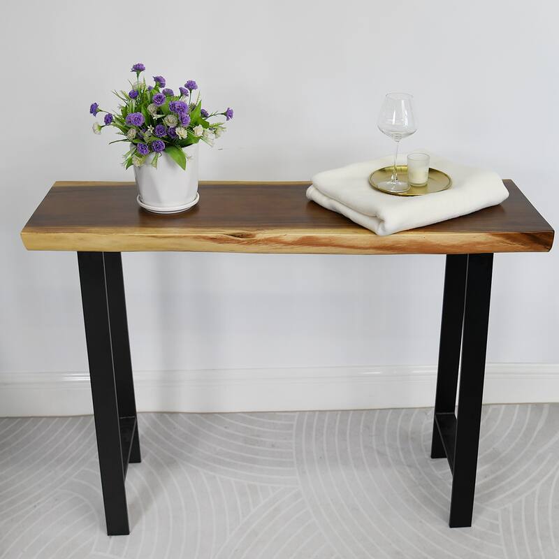 Natural Wood Rectangle Coffee Console Table - 47"x14"x34" - Natural-5