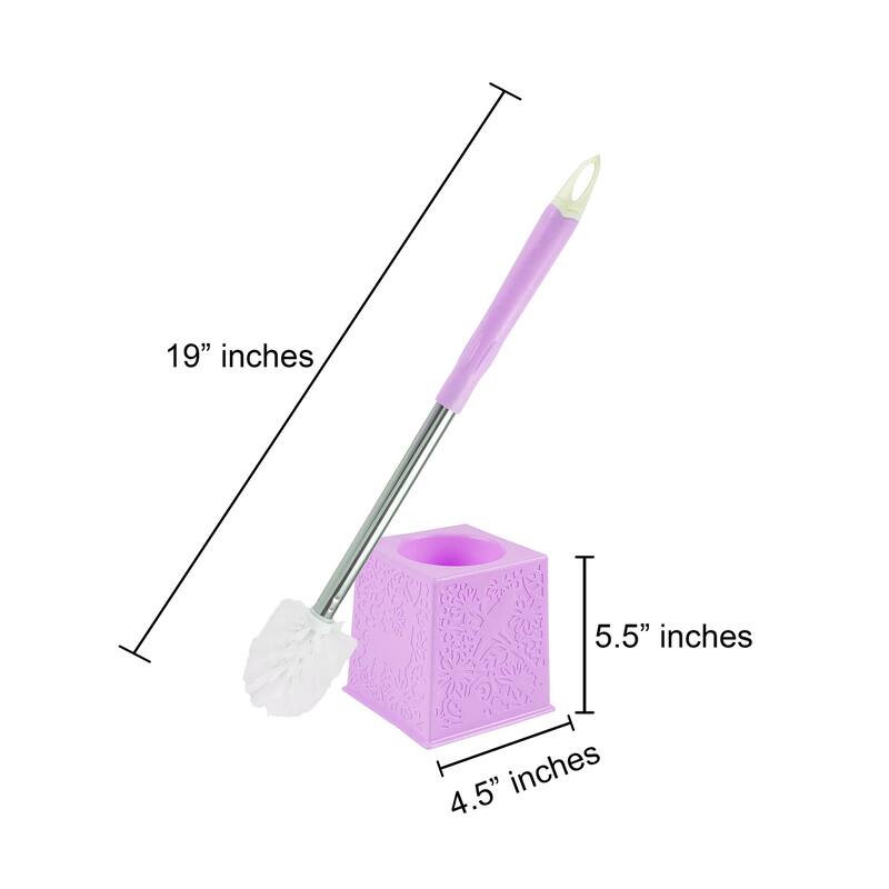 Purple Large Strong Stiff Bristles Toilet Bowl Brush Scrub Holder Set