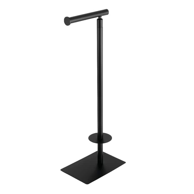 Claremont Freestanding Toilet Paper Holder in Brushed Brass - Matte Black