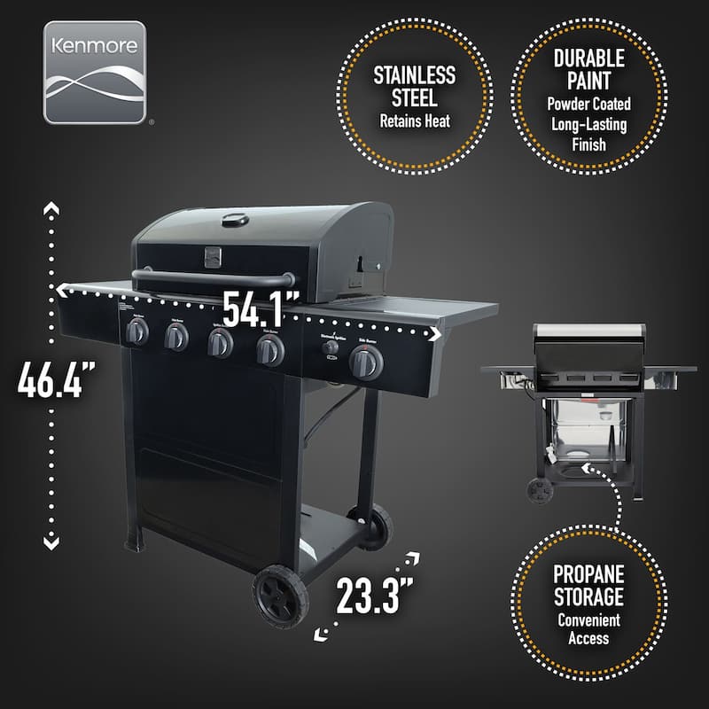 Kenmore 4 Burner plus Side Burner All Black Grill