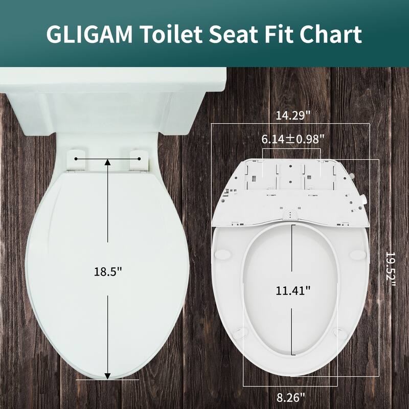 Bidet Toilet Seat, Elongated Toilet Seats, Non-Electric Self Cleaning Dual Mode Nozzles, Quiet-Close, Easy Installation