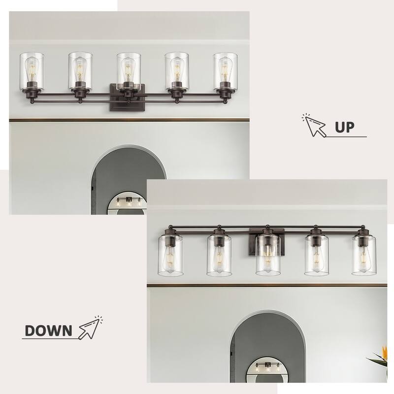 Bathroom Vanity Wall Light with Glass Shade and Rubbed Bronze Finish