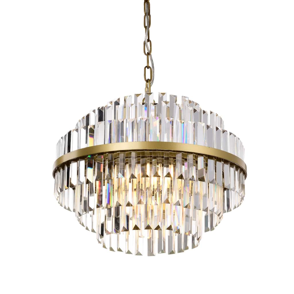 Remington Glam Tiered Crystal Chandelier - 10-Light 32in/4-Light 20in, Champagne Gold with Adjustable Chain, E12 Dimmable