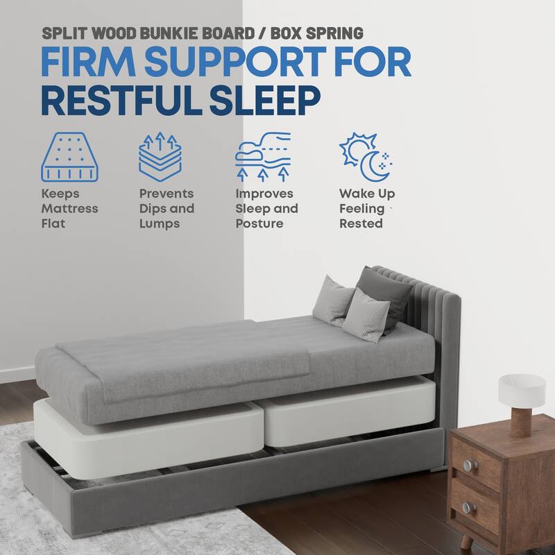 Onetan 8-Inch & 4-Inch Wooden Box Spring/Foundation Ideal for Mattress, No Assembly Needed, White.