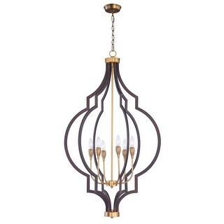 Crest 6-light 26" Wide Steel Chandelier - oil rubbed bronze / antique brass