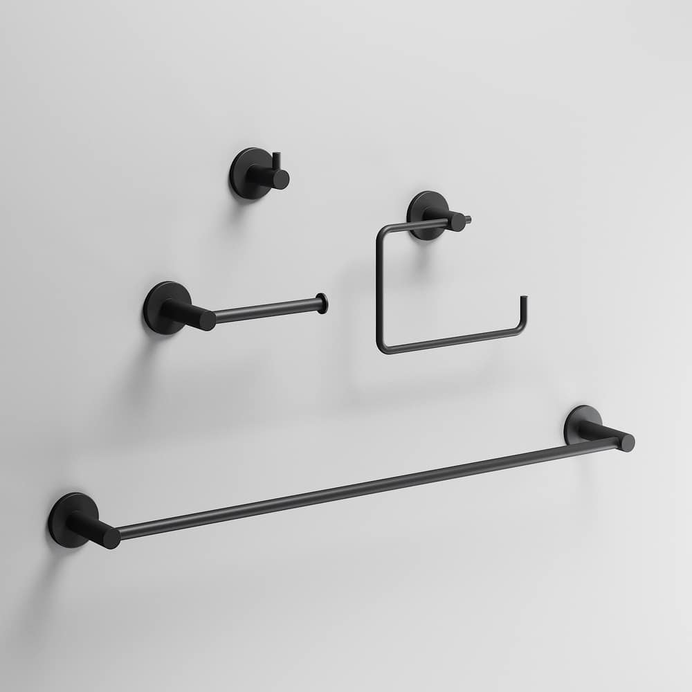 VIGO Cass 4-Piece Bathroom Hardware Accessory Set with 24 in. Towel Bar, Toilet Paper Holder, Hand Towel Holder, Hook