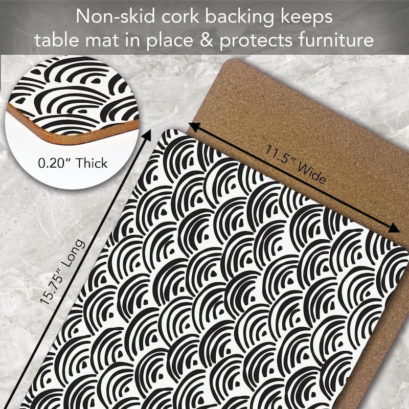Arches Decorative Hardboard Placemats with Protective Cork Backing 4 Pack Heat Tolerant and Easily Wipes Clean
