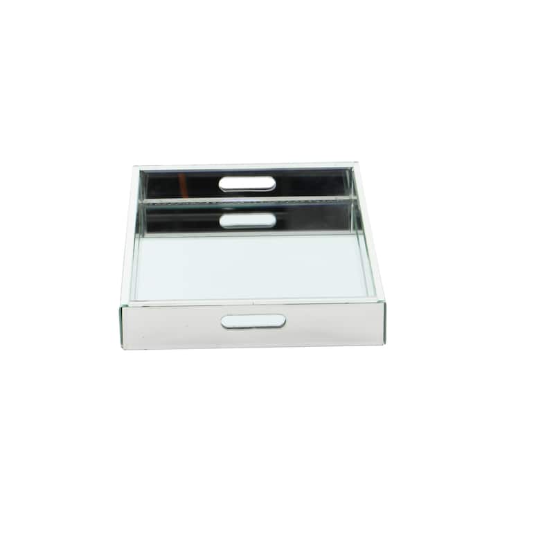 Silver Wooden Mirrored Tray