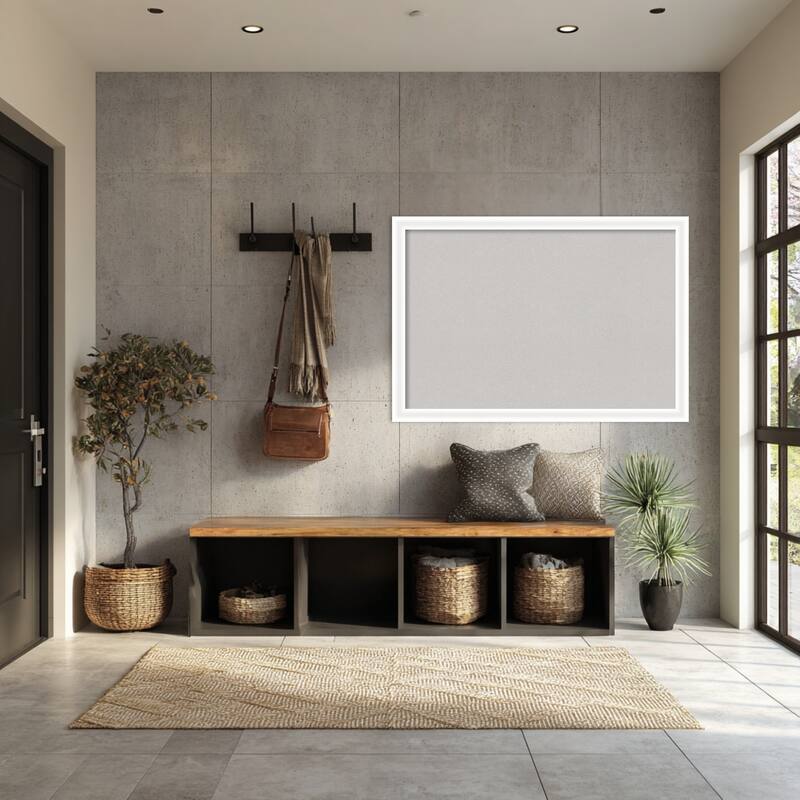 Oliver White Narrow Wood Framed Cork Board - Bulletin Board, Organization Board, Pin Board