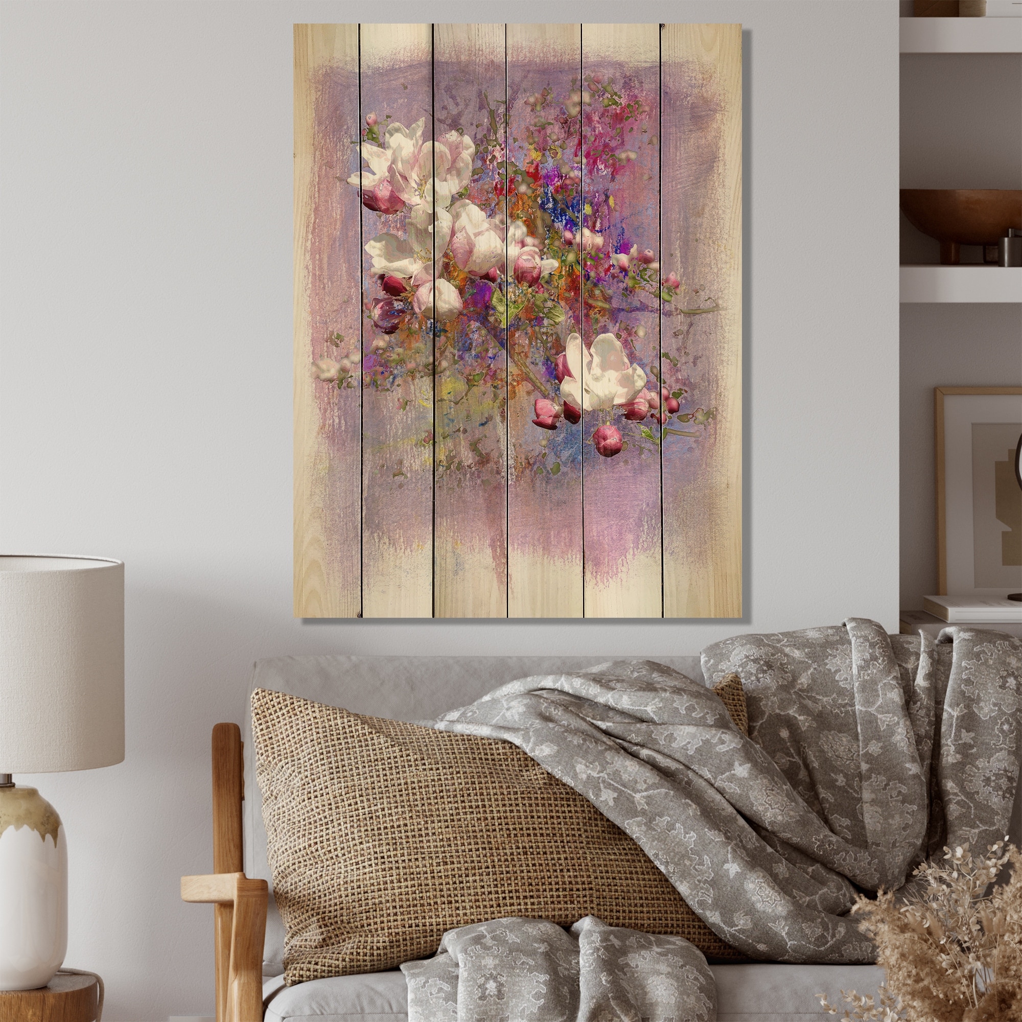 Lotus flower Reclaimed wood wall art by Studio Wildflower