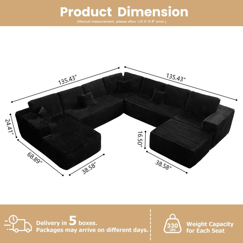 OVIOS 5-Piece Arced Plush Modular Sofa Set