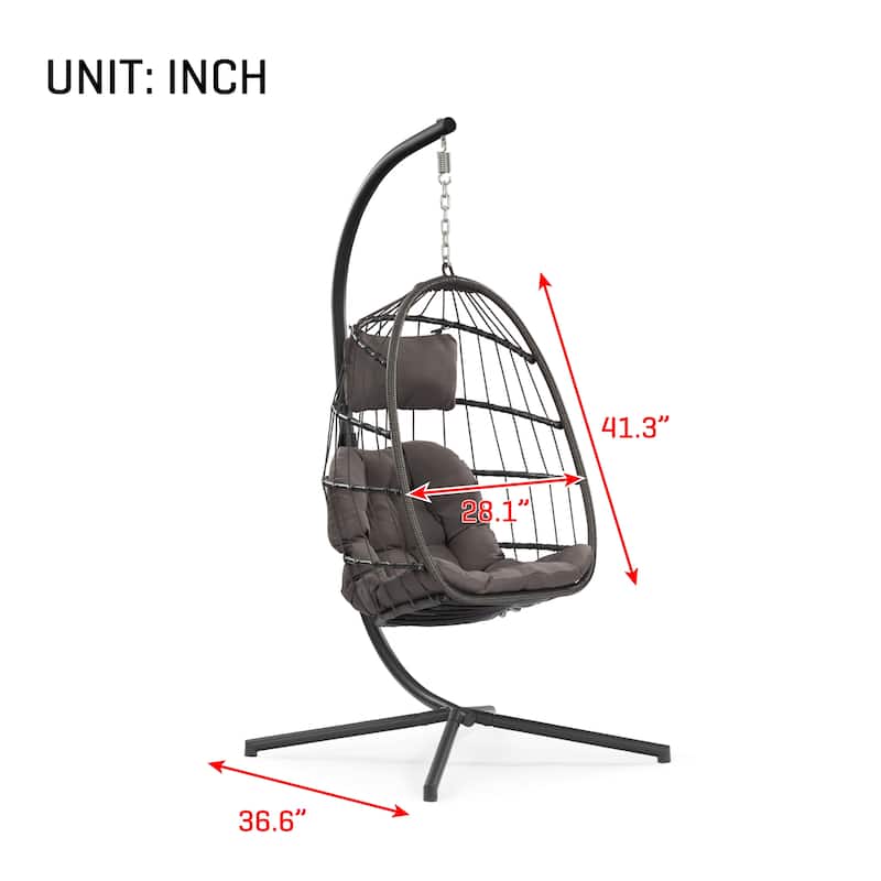 Aluminum Frame Wicker Egg Chair with Outdoor Patio Hanging Swing and UV-Resistant Cushion