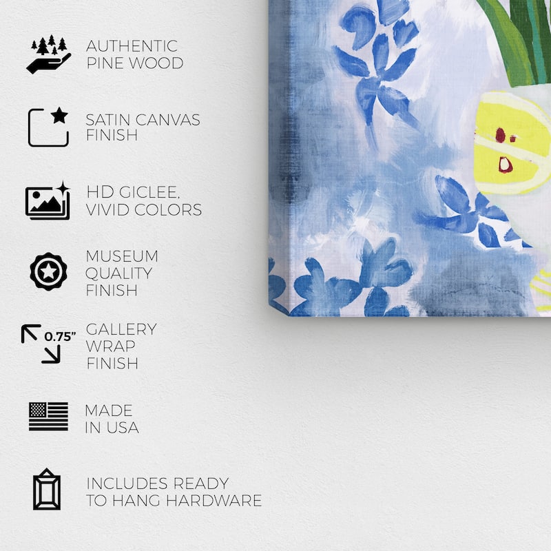 Wynwood Studio Canvas Floral and Botanical Floral Surprise Blue and Modern & Contemporary Wall Art Canvas Print