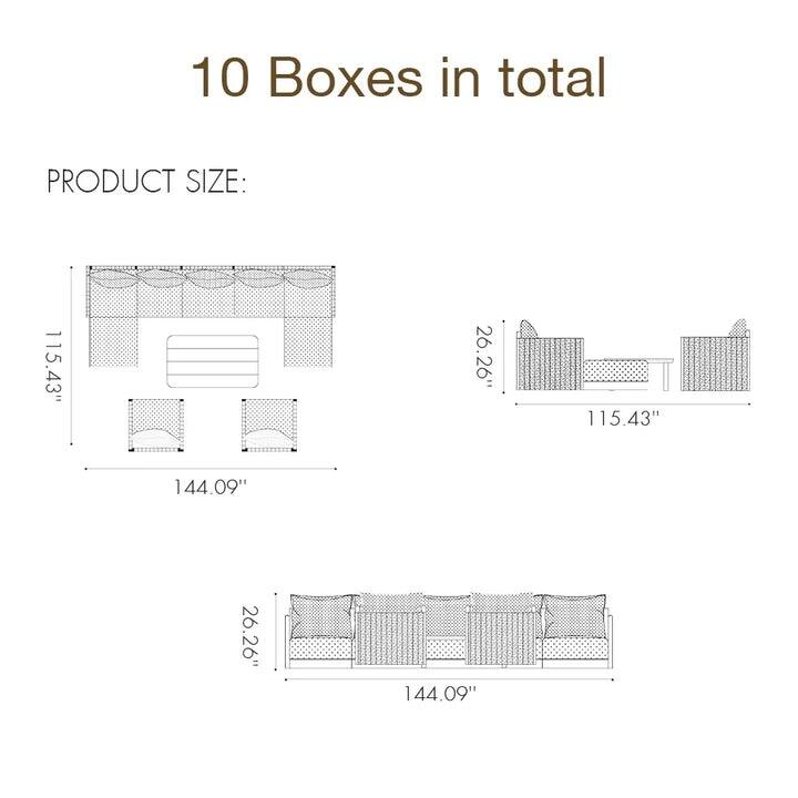 PURPLE LEAF Santorini 4-13 Piece Khaki Sofa with Ottoman and Cushion for Poolside Garden Couch Outdoor Patio Conversation Sets