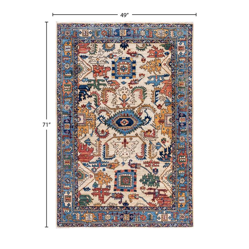 Serapi One-of-a-Kind Hand-Knotted Area Rug - Ivory - 4' 1" x 5' 11"