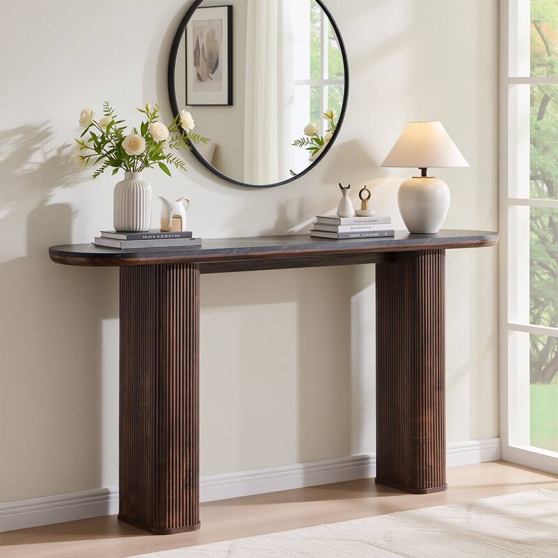 63" Modern sofa, Entryway Table, Sofa Table with Fluted Bases