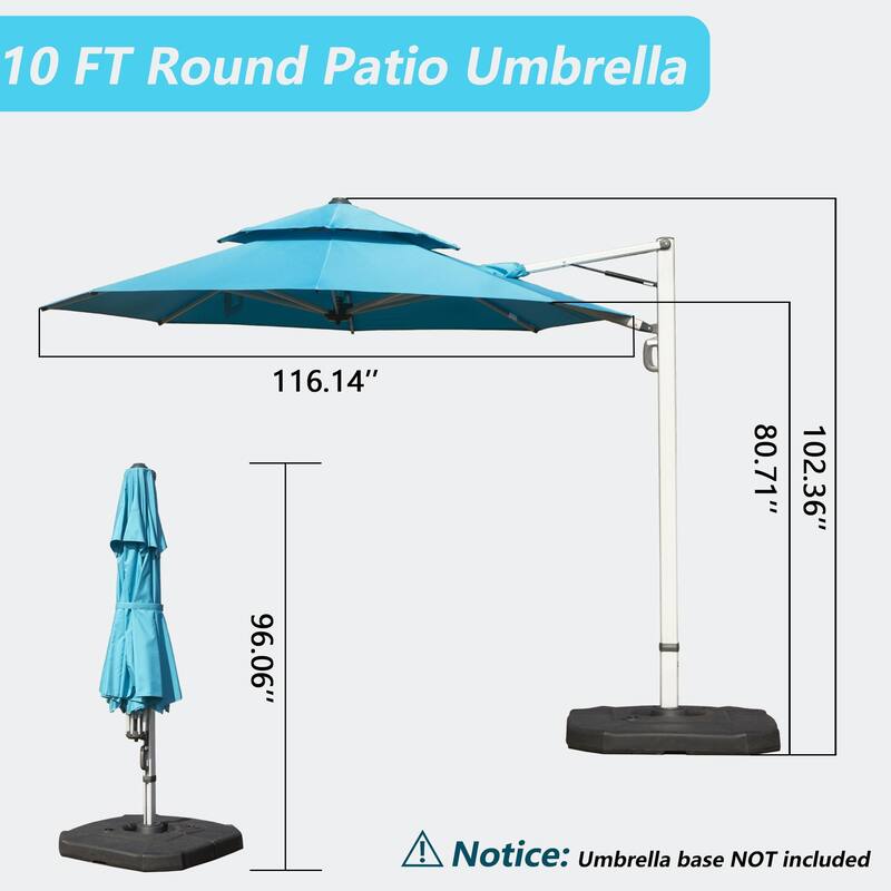 Aluminum Patio Umbrella - 360° Rotation, Hydraulic Lift