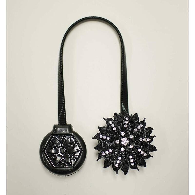 Yule Single Bling Diamond Floral Design Curtain Holdback Magnetic Clip Drapery Tieback