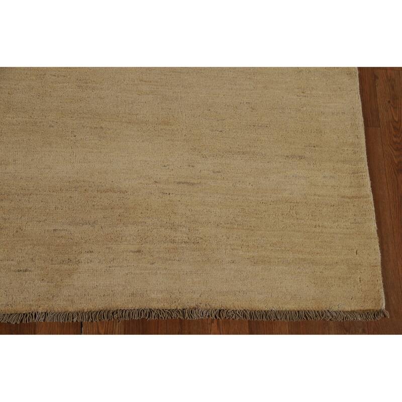 Beige Gold Gabbeh Oriental Area Rug Hand-Knotted Wool Carpet - 5'9" x 8'4"