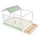 preview thumbnail 4 of 7, Farmhouse Style Twin Size Bed with Drawer, Roof and Window Design - Solid Wood Slats - Perfect for Kids' Furniture