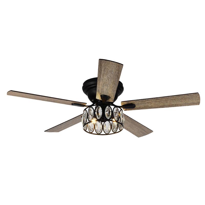 52" Flush Mount 5-Blade Ceiling Fan with Light Kit and Remote