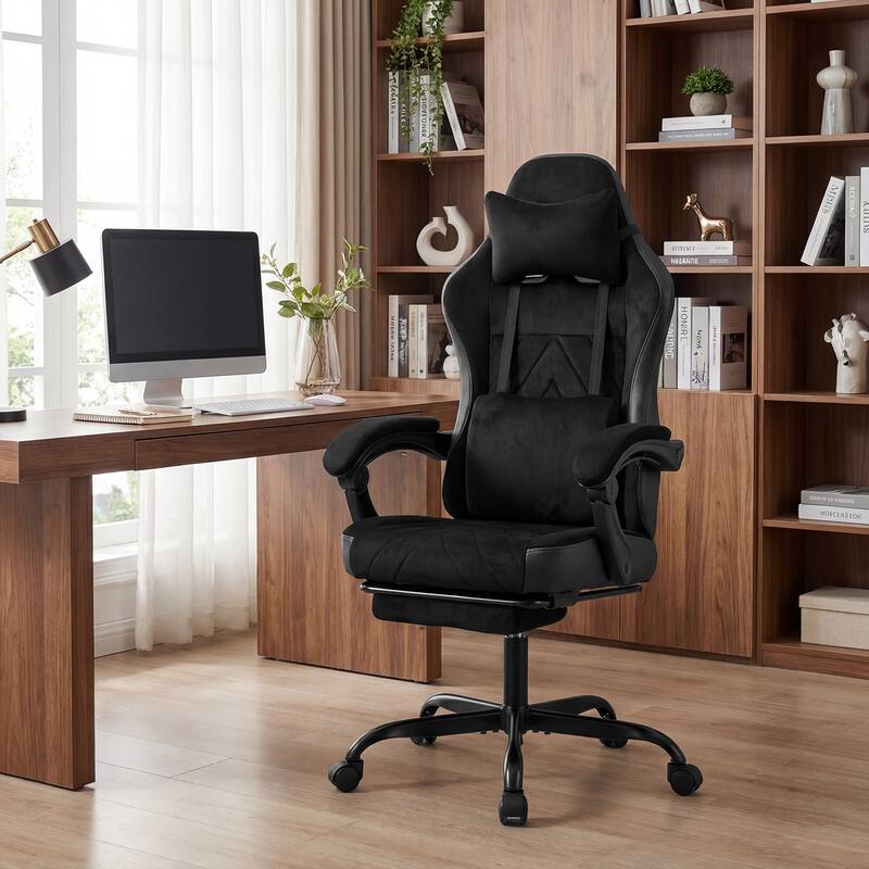 Gymax Gaming Chair w/Headrest Lumbar Support Linkage Armrests