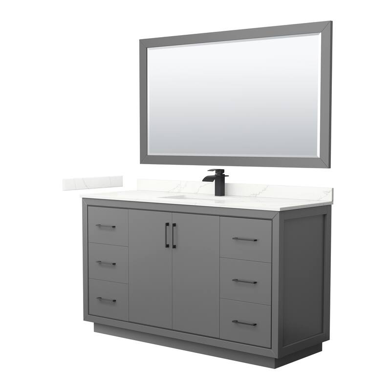 Icon 60-inch Single Vanity, Quartz Top, 58-inch Mirror