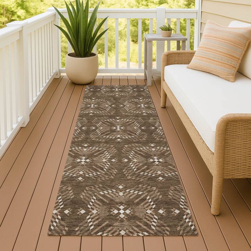 Machine Washable Indoor/ Outdoor Modern Frontenac Chantille Rug - Chocolate - 2'3" x 7'6"