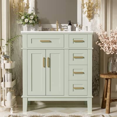 30" Freestanding Bathroom Vanity with Ceramic Sink