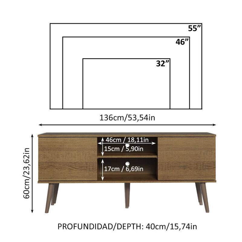 Madesa TV Stand Console with 2 Doors and 2 Shelves with Cable Management for 50, 55 Inch Media Storage