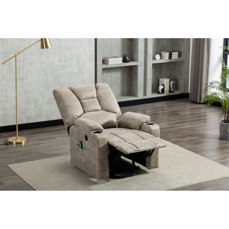 Microfiber Power Motion Heating Message Recliner with USB Charge Port