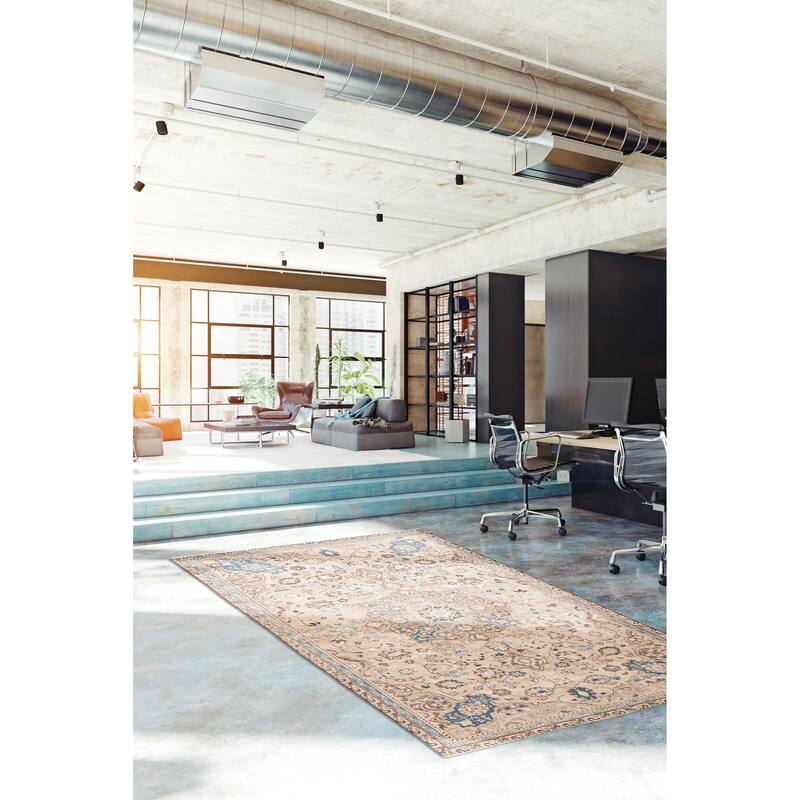 ECARPETGALLERY Hand-knotted Antalya Vintage Beige Wool Rug - 4'9 x 8'8