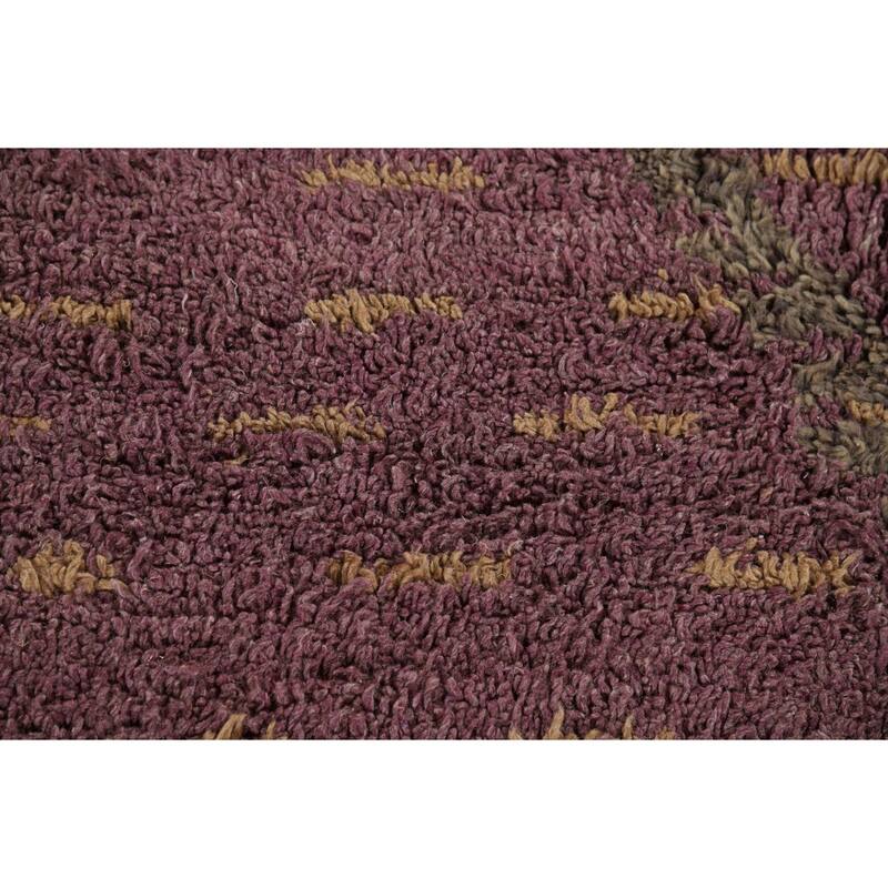 Purple Plush Moroccan Oriental Area Rug Handmade Wool Carpet - 9'0" x 12'8"